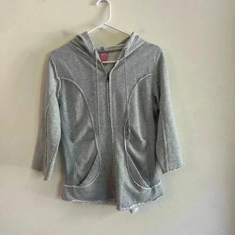 Vintage Free People Gray Zip Up Sweatshirt Size L